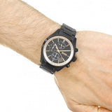 Hugo Boss Grand Prix Chronograph Black Dial Black Steel Strap Watch for Men - 1513578