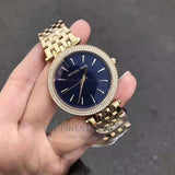 Michael Kors Darci Blue Dial Gold Steel Strap Watch for Women - MK3406