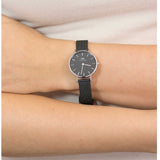 Daniel Wellington Petite Ashfield Black Dial Black Mesh Strap Watch For Women - DW00100246