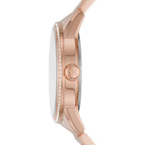 Michael Kors Ritz Analog Crystals Silver Dial Rose Gold Steel Strap Watch for Women - MK6863