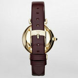 Emporio Armani Gianni T Bar Burgundy Dial Burgundy Leather Strap Watch For Women - AR1757