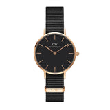 Daniel Wellington Petite Cornwall Black Dial Black Nylon Strap Watch for Women - DW00100247