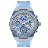 Guess Athena Active Life Clear White Dial Blue Rubber Strap Watch for Women - GW0409L1