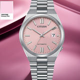 Citizen x Pantone Automatic Dreamy Pink Dial Silver Steel Strap Watch For Men - NJ0158-89X