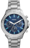 Fossil Bannon Multifunction Blue Dial Silver Steel Strap Watch for Men - BQ2503