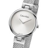 Calvin Klein Authentic Silver Dial Silver Mesh Bracelet Watch for Women - K8G23126