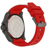 Tommy Hilfiger Windsurf Black Dial Red Rubber Strap Watch for Men - 1791112