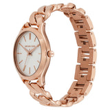 Michael Kors Runway Three-Hand Silver Dial Rose Gold Steel Strap Watch for Women - MK7473