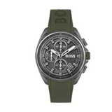 Hugo Boss Volane Chronograph Grey Dial Green Silicone Strap Watch For Men - 1513952