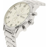 Hugo Boss Aeroliner Chronograph White Dial Silver Steel Strap Watch for Men - 1513182