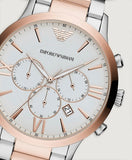 Emporio Armani Giovanni Chronograph Quartz White Dial Two Tone Steel Strap Watch For Men - AR11209