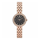 Emporio Armani Rosa Quartz Mother of Pearl Black Dial Rose Gold Steel Strap Watch For Women - AR11372
