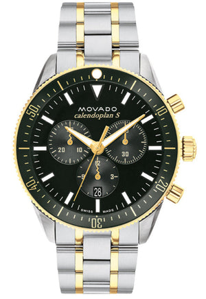 Movado Heritage Calendoplan Chronograph Green Dial Two Tone Steel Strap Watch For Men - 3650167