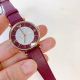 Emporio Armani Gianni T Bar Crystals Purple Dial Purple Leather Strap Watch for Women - AR11487
