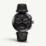 Versace V-Racer Aion Chronograph Black Dial Black Leather Strap Watch for Men - VBR030017
