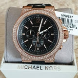 Michael Kors Dylan Chronograph Black Dial Black Rubber Strap Watch For Women - MK8557