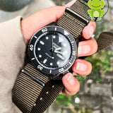 Seiko 5 Sport Automatic Black Dial Green Nylon Strap Watch For Men - SRPD65K4