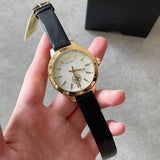 Tory Burch Collins White Dial Black Leather Strap Watch for Women - TBW1205