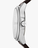 Armani Exchange Whitman Silver Dial Brown Leather Strap Watch For Men - AX2100