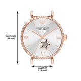 Emporio Armani Meccanico Automatic Silver Dial Red Leather Strap Watch For Women - AR60044