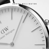 Daniel Wellington Classic Sheffield White Dial Black Leather Strap Watch For Men - DW00100020