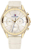 Tommy Hilfiger Ari Diamonds White Dial Cream Leather Strap Watch for Women - 1781982