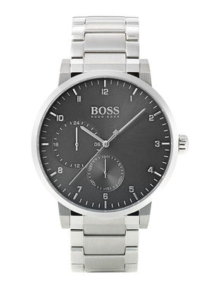 Hugo Boss Oxygen Chronograph Grey Dial Silver Steel Strap Watch for Men - 1513596