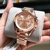 Michael Kors Bradshaw Rose Gold Dial Rose Gold Steel Strap Watch for Women - MK5503