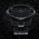 Daniel Wellington Iconic Link Ceramic Black Dial Black Steel Strap Watch For Women - DW00100414