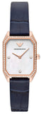 Emporio Armani Gianni T Bar Quartz Mother of Pearl Dial Blue Leather Strap Watch For Women - AR11466
