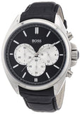 Hugo Boss Driver Chronograph Black Dial Black Leather Strap Watch for Men - 1512879