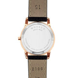 Movado Museum Classic Black Dial Black Leather Strap Watch For Women - 607061