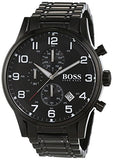 Hugo Boss Aeroliner Chronograph Black Dial Black Steel Strap Watch for Men - 1513180