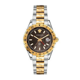 Versace Hellenyium GMT Black Dial Two Tone Steel Strap Watch for Men - V11040015