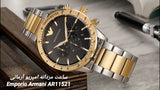 Emporio Armani Chronograph Black Dial Two Tone Steel Strap Watch For Men - AR11521