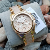 Michael Kors Blair Chronograph Rose Gold Dial Two Tone Steel Strap Watch for Women - MK5943