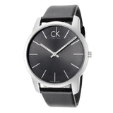 Calvin Klein City Black Dial Black Leather Strap Watch for Men - K2G21107