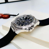 Guess Baguette Crystals Black Dial Black Silicone Strap Watch For Men - GW0208G1