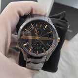 Armani Exchange Hampton Chronograph Black Dial Black Steel Strap Watch For Men - AX2121