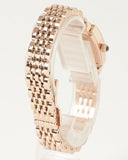 Emporio Armani Gianni T-Bar Analog Crystal Brown Dial Rose Gold Steel Strap Watch For Women - AR11407