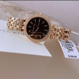 Michael Kors Mini Darci Quartz Black Dial Gold Steel Strap Watch For Women - MK3738