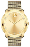 Movado Bold Diamonds Gold Dial Gold Mesh Bracelet Watch For Men - 3600460