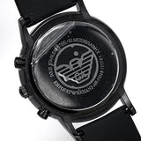 Emporio Armani Chronograph Quartz Silver Dial Black Rubber Strap Watch For Men - AR11048