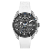 Hugo Boss Volane Chronograph Grey Dial White SIlicone Strap Watch for Men - 1513948