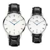 Daniel Wellington Dapper Reading Quartz White Dial Black Leather Strap Watch For Women - DW00100117