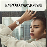 Emporio Armani Three Hand Mother of Pearl Dial Two Tone Steel Strap Watch For Women - AR11569