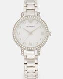Emporio Armani Cleo Crystals Mother Of Pearl Dial Silver Steel Strap Watch For Women - AR11484