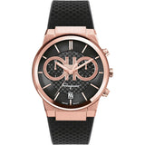Salvatore Ferragamo Sapphire Chrono Black Dial Black Rubber Strap Watch for Men - SFME00721