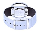 Calvin Klein Glam Transparent Silver Dial Grey Leather Strap Watch for Women - K9423193