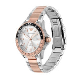 Emporio Armani Sea Explorer GMT White Dial Two Tone Steel Strap Watch For Men - AR11591